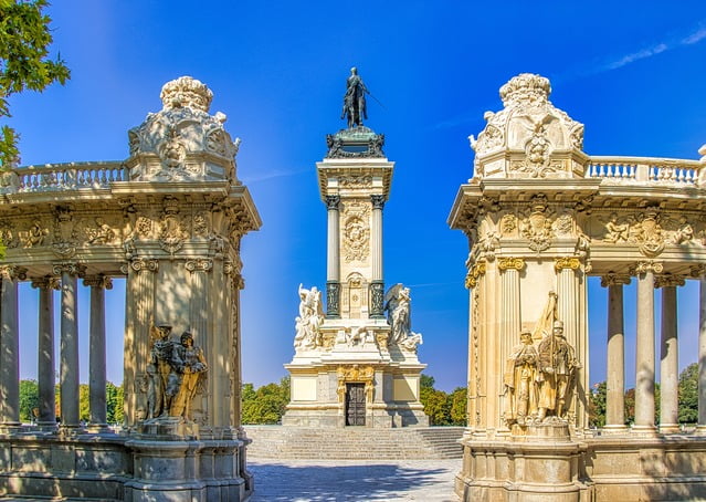 El Retiro Park or Parque del Buen Retiro: is a sprawling urban oasis located in the heart of Madrid, Spain. Covering over 125 hectares, it is one of the largest and most famous parks in the city.