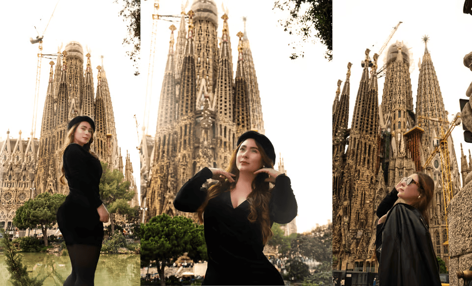 Photoshoot in Barcelona – Professional cinematic photoshoot at Sagrada Familia and iconic landmarks. Capture timeless memories. Book now!